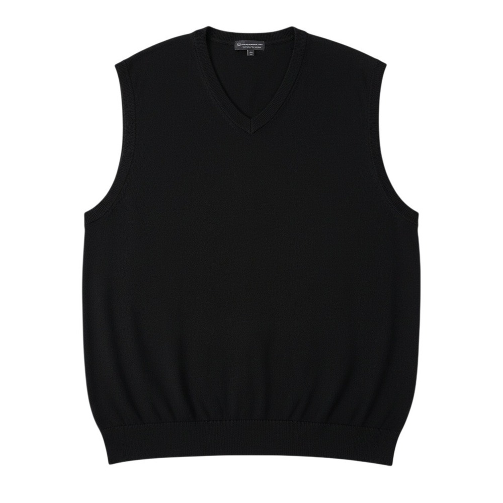 NWT Hart Schaffner Marx Sweater Vest 3XB Black Mens Merino Wool V-Nec